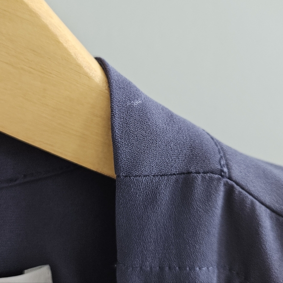 Aritzia Babaton Quincey Draped Trench Jacket Blue Small Classic Quiet Luxury - Picture 11 of 12